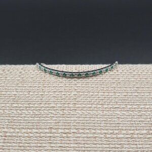 7 Inch Sterling Silver Emerald And Clear Sapphires Adjustable Bracelet B934